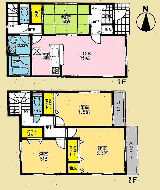 Floor plan. 25,800,000 yen, 4LDK, Land area 127.91 sq m , Building area 103.68 sq m