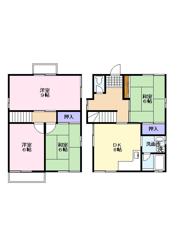 Floor plan. 13.8 million yen, 4DK, Land area 202.32 sq m , Building area 83.58 sq m each room is a floor plan of 6 Jo以 4DK