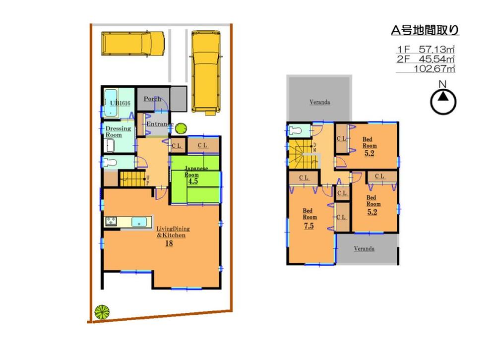 Floor plan. 28.8 million yen, 4LDK, Land area 124.33 sq m , Building area 124.33 sq m A No. land floor plan