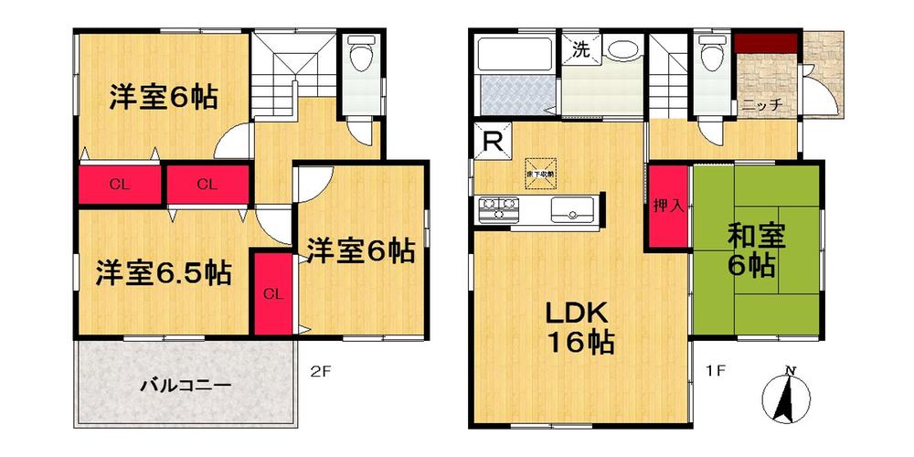 Floor plan. (No. 1 point), Price 22,800,000 yen, 4LDK, Land area 128.67 sq m , Building area 95.17 sq m