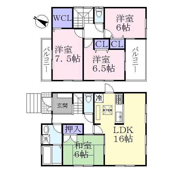 Floor plan. (Zeino north exit 1 Building), Price 20.8 million yen, 4LDK+S, Land area 202.62 sq m , Building area 98.82 sq m