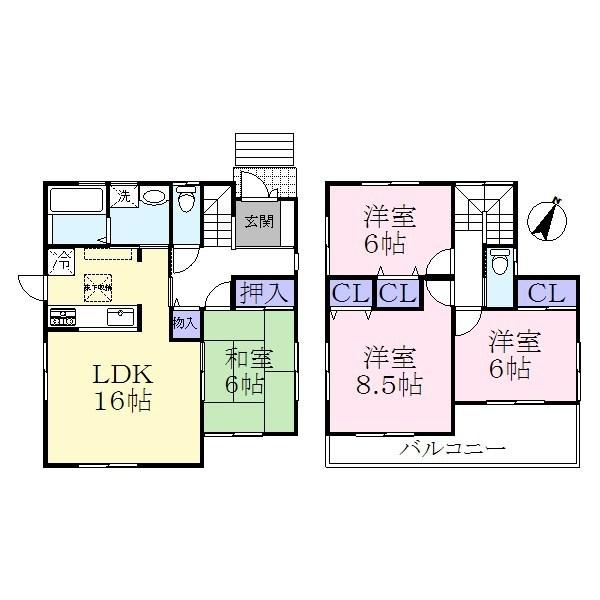 Floor plan. (Zeino north exit 3 Building), Price 20.8 million yen, 4LDK, Land area 193.3 sq m , Building area 98.82 sq m