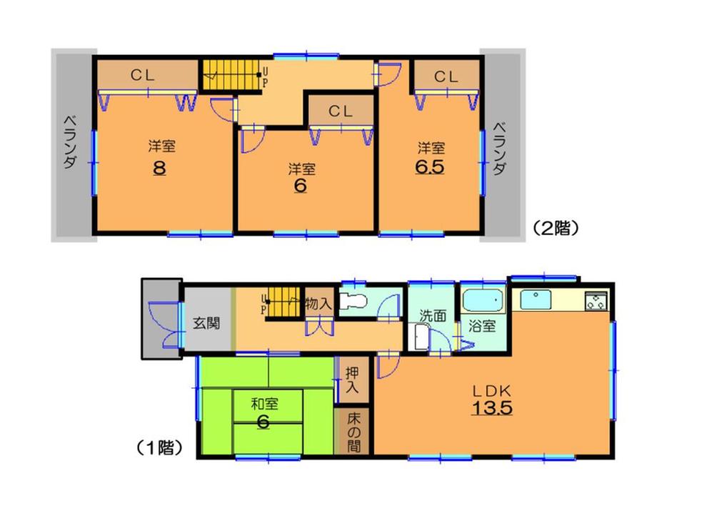 Floor plan. 9.8 million yen, 4LDK, Land area 100 sq m , Building area 93.96 sq m floor plan