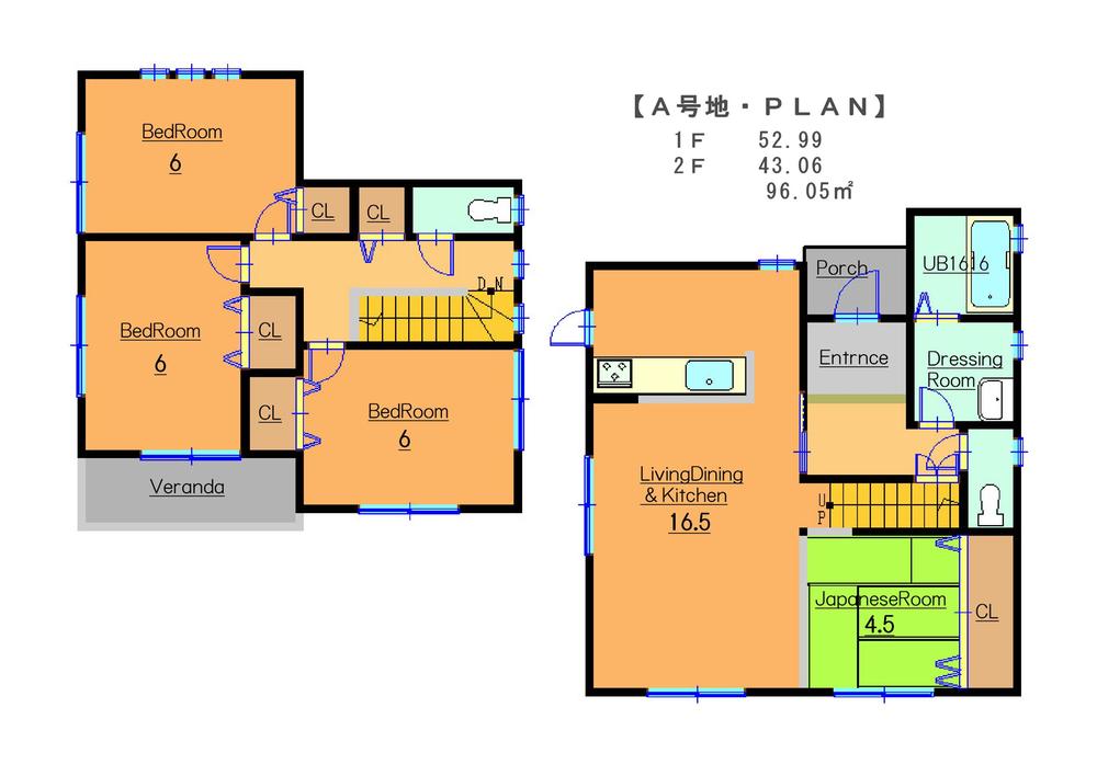 Floor plan. (A No. land), Price 26,900,000 yen, 4LDK, Land area 170.63 sq m , Building area 95.87 sq m