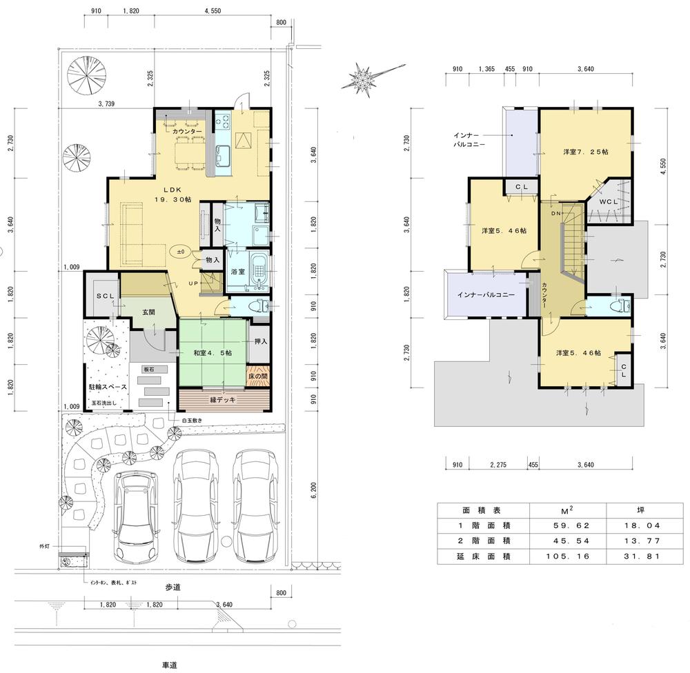 Floor plan. Price 43,910,000 yen, 4LDK, Land area 184.94 sq m , Building area 105.16 sq m