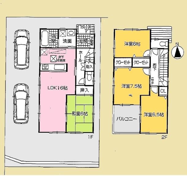 Floor plan. 26,900,000 yen, 4LDK, Land area 135.54 sq m , It is a building area of ​​97.2 sq m per yang good of the northwest corner lot
