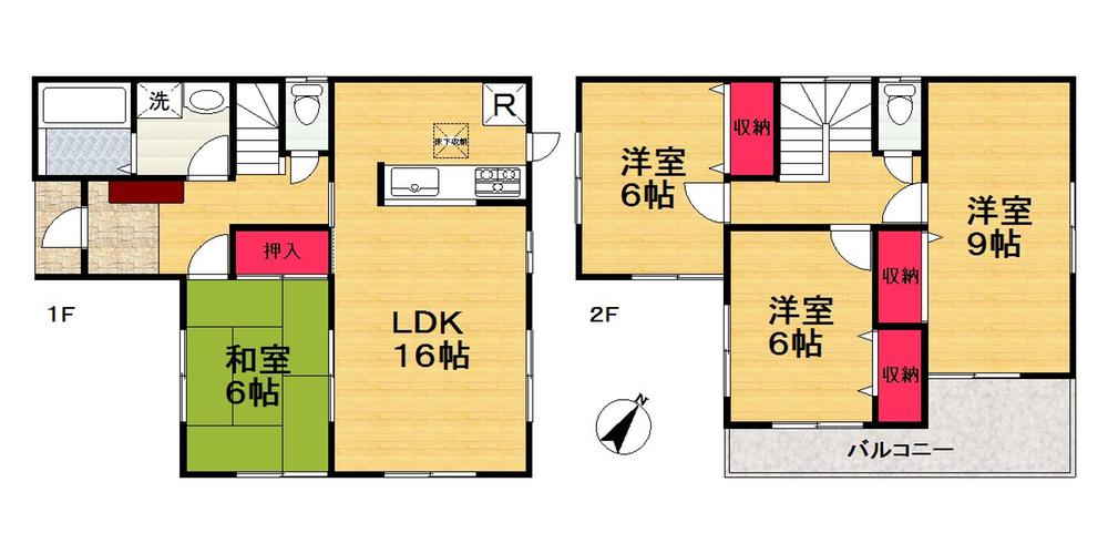 Floor plan. (Building 2), Price 25,800,000 yen, 4LDK, Land area 165.34 sq m , Building area 102.67 sq m