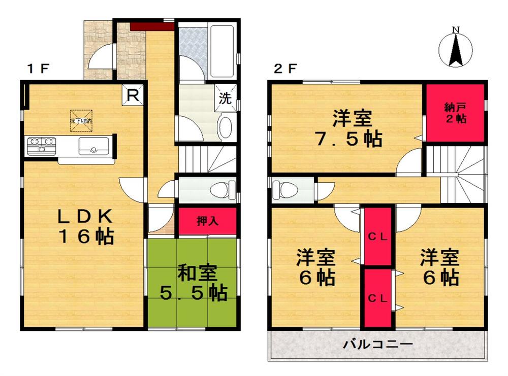 Floor plan. (3 Building), Price 22,800,000 yen, 4LDK+S, Land area 130.62 sq m , Building area 96.39 sq m