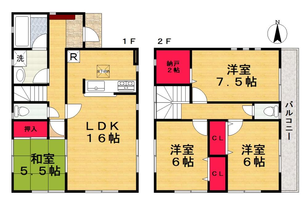 Floor plan. (4 Building), Price 23,300,000 yen, 4LDK+S, Land area 131.82 sq m , Building area 96.39 sq m