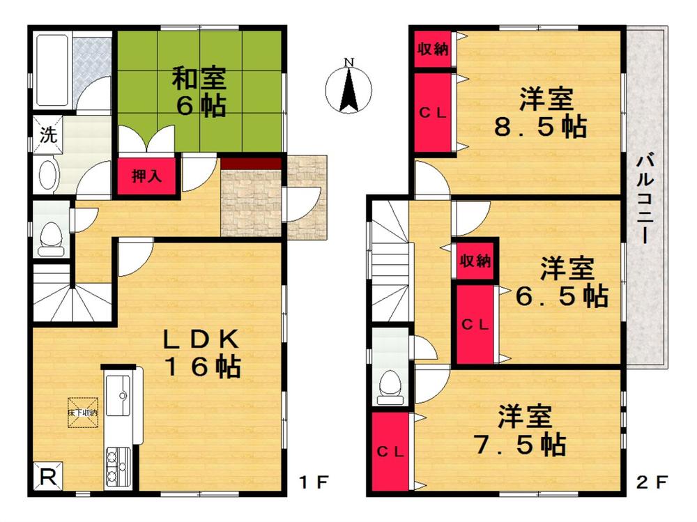 Floor plan. (5 Building), Price 24,800,000 yen, 4LDK, Land area 134.01 sq m , Building area 103.68 sq m