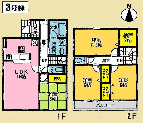 Floor plan. Price 22,800,000 yen, 4LDK, Land area 130.62 sq m , Building area 96.39 sq m