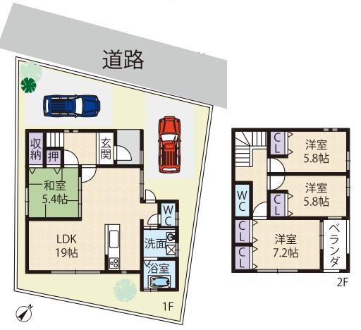 Floor plan. 25,850,000 yen, 4LDK, Land area 132.26 sq m , Building area 106.5 sq m
