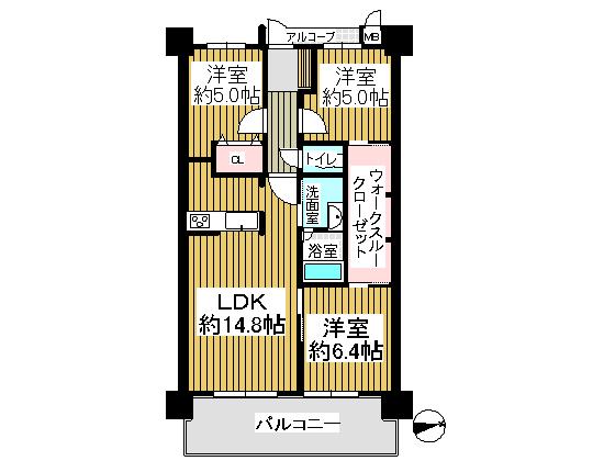 Floor plan. 3LDK, Price 17,900,000 yen, Footprint 69.4 sq m , Balcony area 10.4 sq m