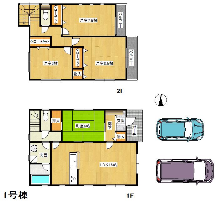 Floor plan. (1 Building), Price 22,800,000 yen, 4LDK, Land area 142.26 sq m , Building area 103.68 sq m