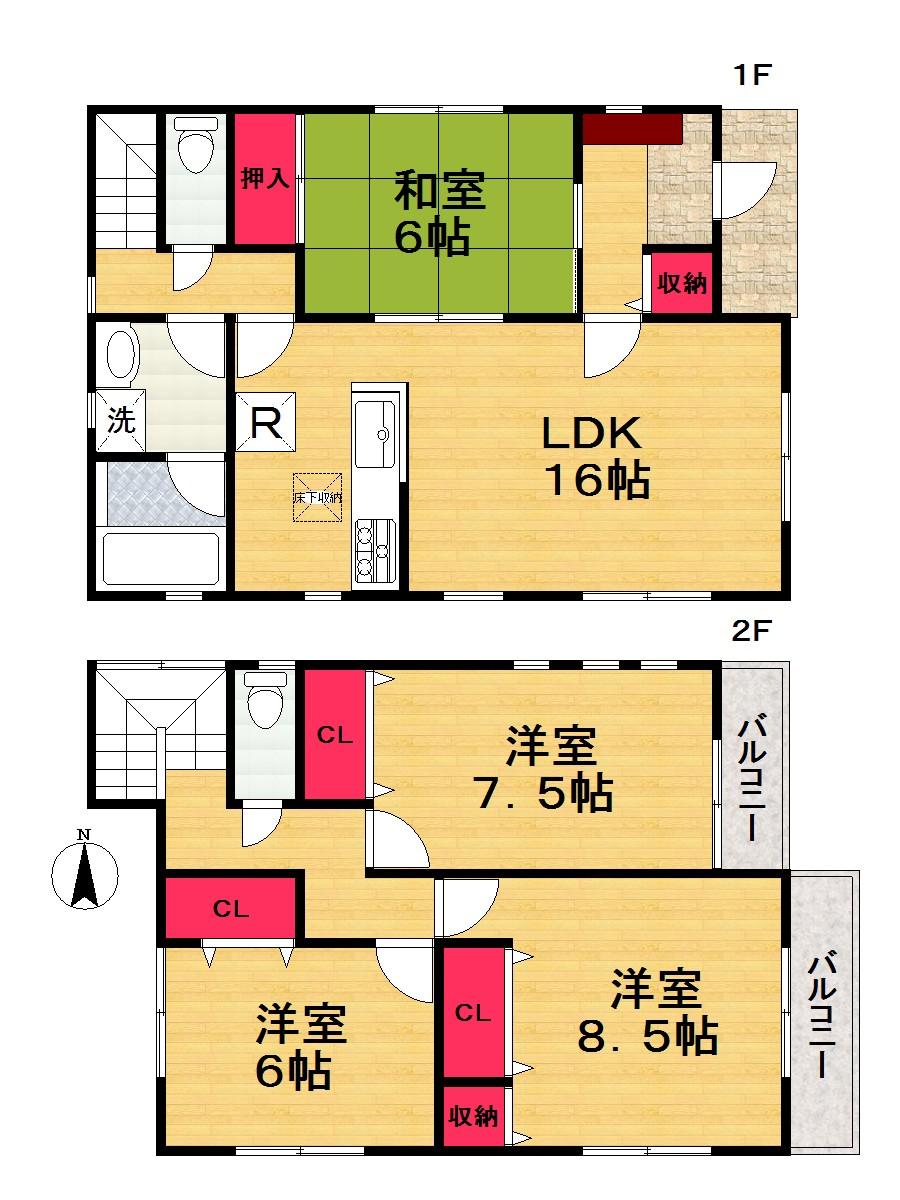 Floor plan. (1 Building), Price 22,800,000 yen, 4LDK, Land area 142.26 sq m , Building area 103.68 sq m