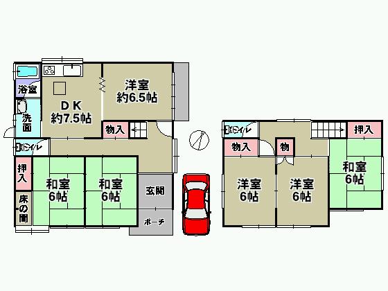 Floor plan. 18,800,000 yen, 6DK, Land area 184.75 sq m , Building area 110.51 sq m