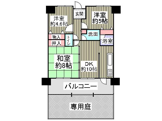 Floor plan. 3DK, Price 13.5 million yen, Occupied area 63.79 sq m , Balcony area 15.6 sq m