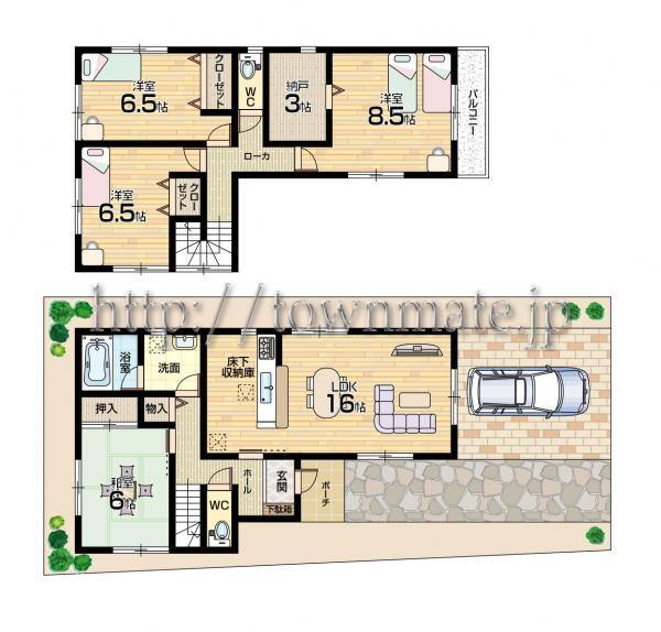 Floor plan. 21,800,000 yen, 4LDK, Land area 142.16 sq m , Building area 104.89 sq m land area 142.16 square meters building area 104.89 square meters