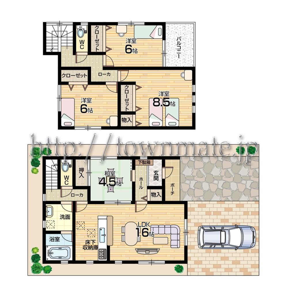 Floor plan. (Building 2), Price 21,800,000 yen, 4LDK, Land area 142.46 sq m , Building area 98.82 sq m
