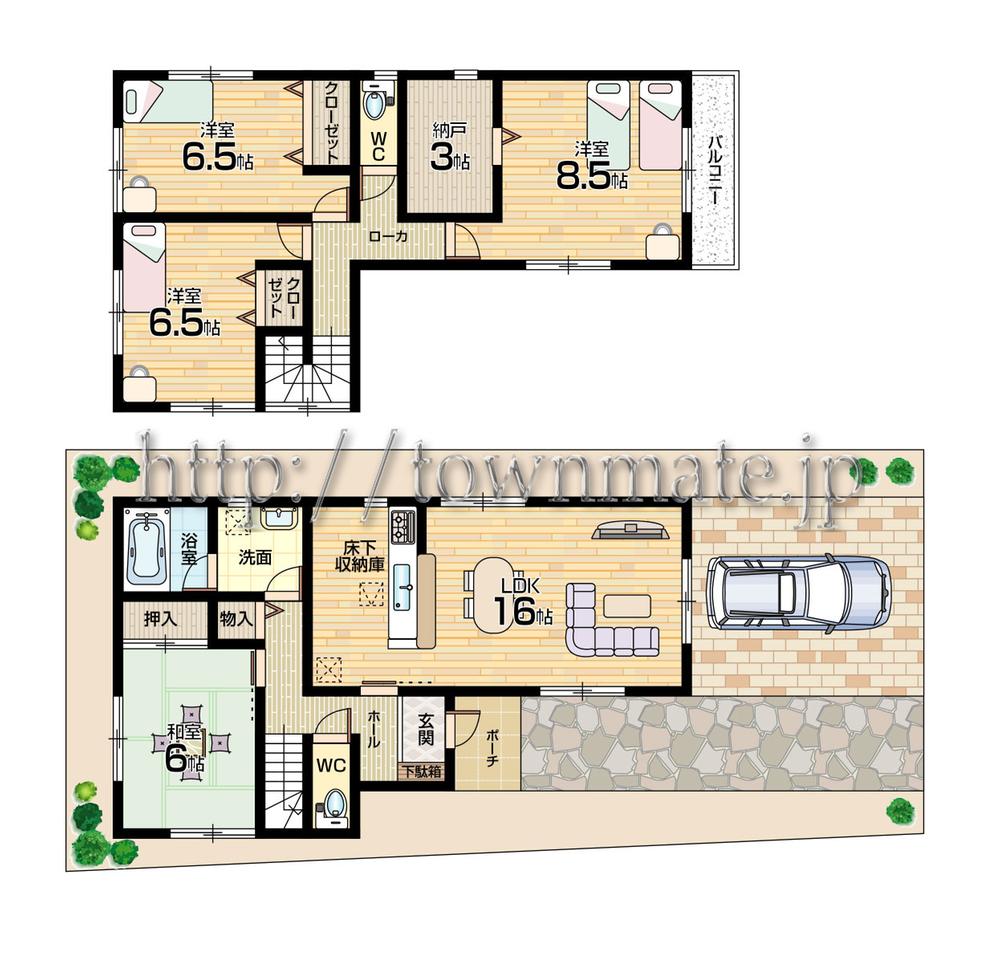 Floor plan. (3 Building), Price 21,800,000 yen, 4LDK, Land area 142.16 sq m , Building area 104.89 sq m