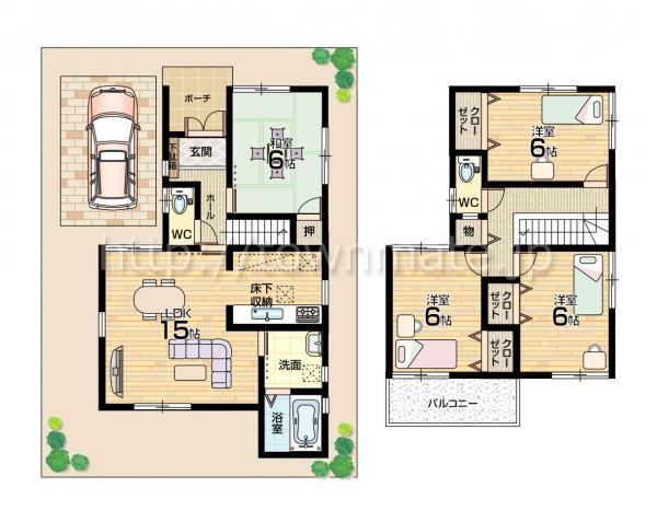 Floor plan. 19,800,000 yen, 4LDK, Land area 95.81 sq m , Building area 95.57 sq m floor plan land area 95.81 square meters building area 95.57 square meters