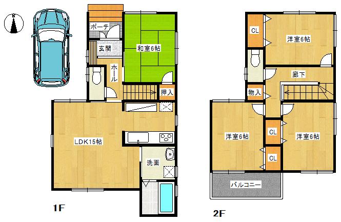 Floor plan. 19,800,000 yen, 4LDK, Land area 95.81 sq m , Building area 95.57 sq m