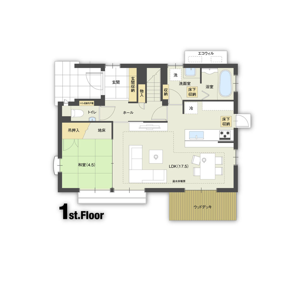 Floor plan. 39,800,000 yen, 4LDK, Land area 143.62 sq m , Building area 122.36 sq m 1F plan view