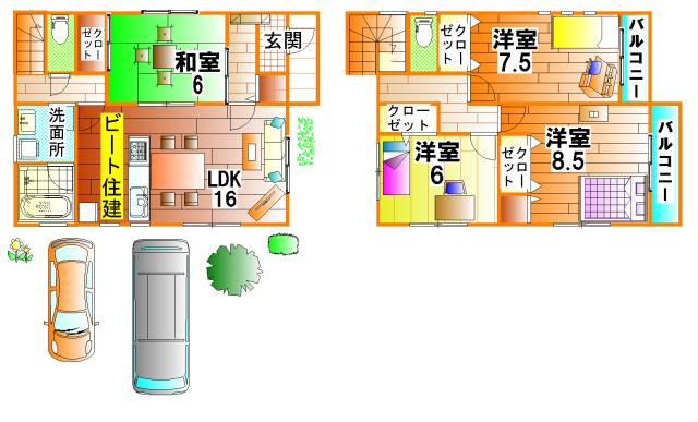 Floor plan. (No. 1 point), Price 23.8 million yen, 4LDK, Land area 142.26 sq m , Building area 103.68 sq m
