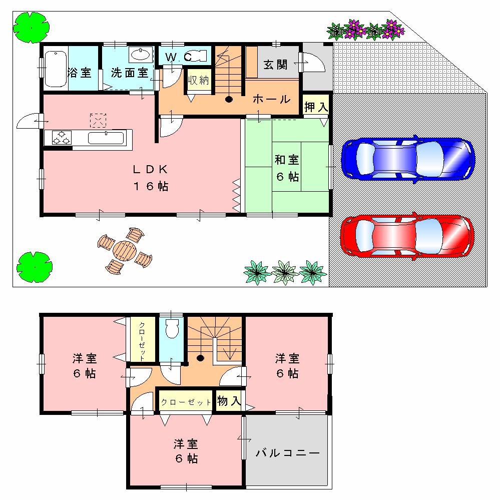 Building plan example (floor plan). Building plan example  Building price 15,770,000 yen, Building area 99.37 sq m