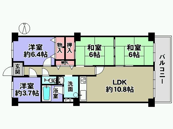Floor plan. 4LDK, Price 7.4 million yen, Footprint 79.3 sq m , Balcony area 8.2 sq m
