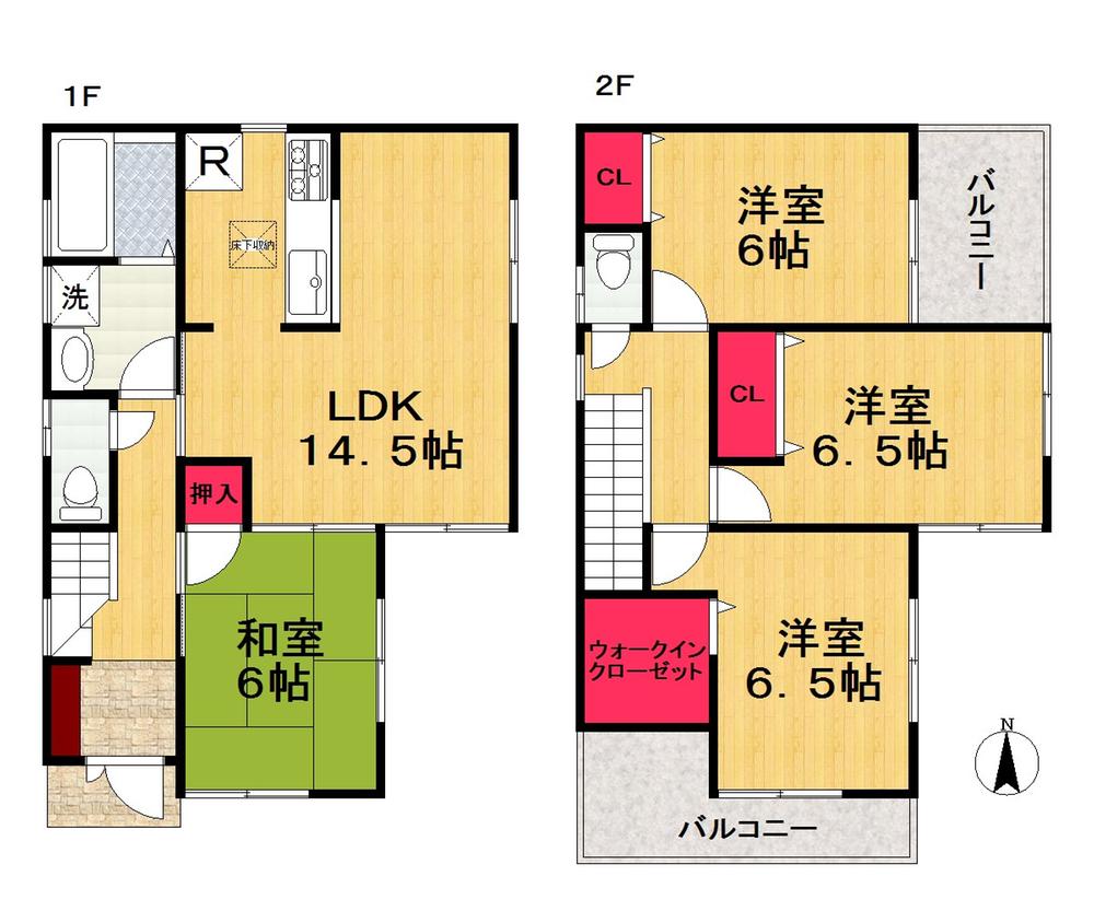 Floor plan. 21.5 million yen, 4LDK + S (storeroom), Land area 98.08 sq m , Building area 93.15 sq m   [Floor plan] 
