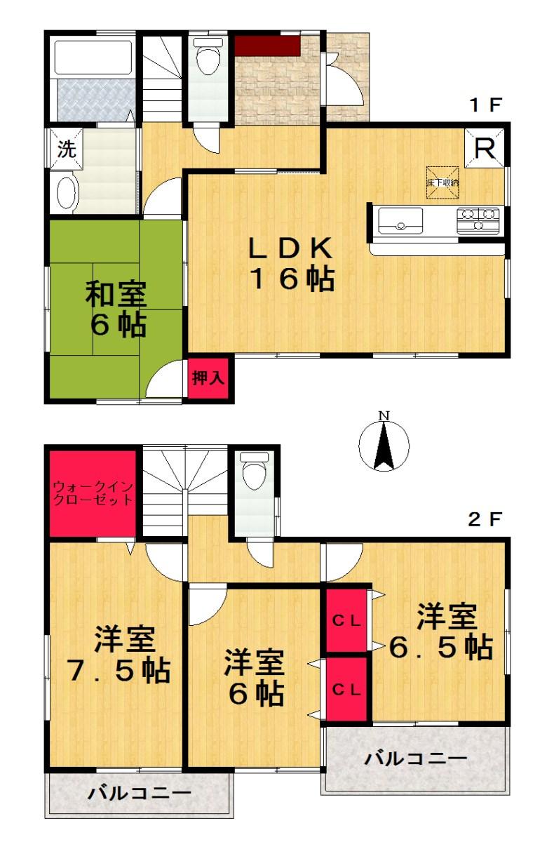 Floor plan. (No. 1 point), Price 24 million yen, 4LDK+S, Land area 140.63 sq m , Building area 98.82 sq m