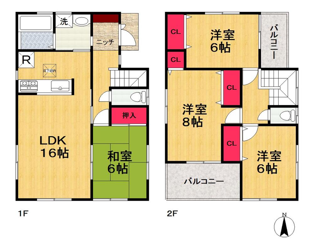 Floor plan. 17.8 million yen, 4LDK, Land area 105.84 sq m , Building area 98.41 sq m   [Floor plan] 