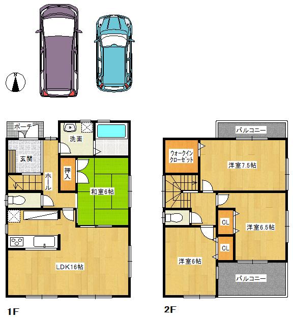 Floor plan. (No. 2 locations), Price 22,800,000 yen, 4LDK, Land area 174.53 sq m , Building area 98.82 sq m