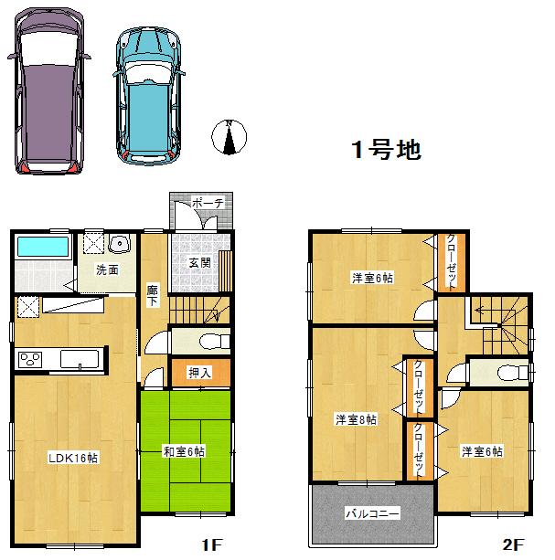 Floor plan. (No. 1 point), Price 22,800,000 yen, 4LDK, Land area 174.49 sq m , Building area 98.82 sq m