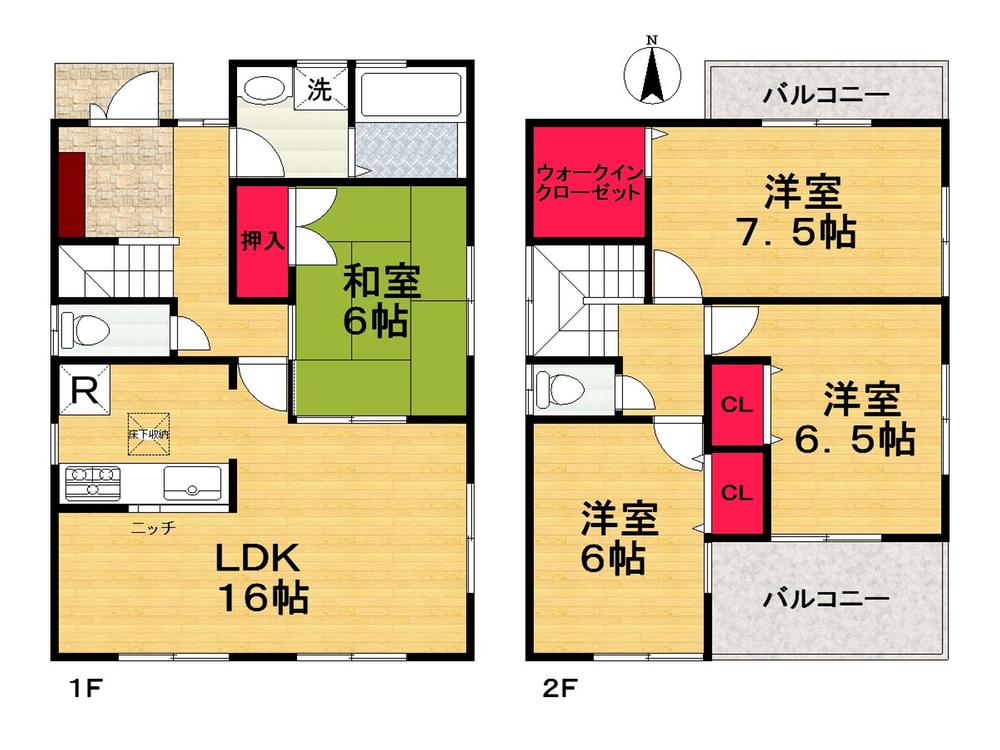 Floor plan. (No. 2 locations), Price 22,800,000 yen, 4LDK+S, Land area 174.53 sq m , Building area 98.82 sq m