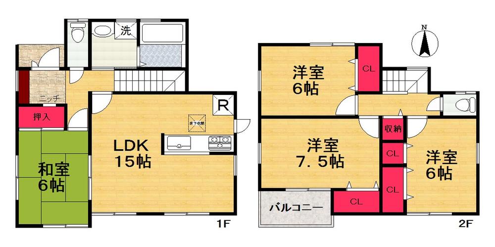 Floor plan. (No. 5 locations), Price 23.8 million yen, 4LDK, Land area 165.29 sq m , Building area 95.17 sq m