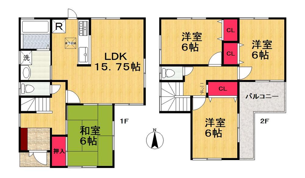 Floor plan. (No. 2 locations), Price 23.8 million yen, 4LDK, Land area 138.27 sq m , Building area 94.77 sq m