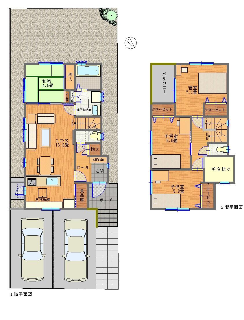 Floor plan. 26,800,000 yen, 4LDK, Land area 145.41 sq m , It is a building area of ​​95.75 sq m storage of large house. 