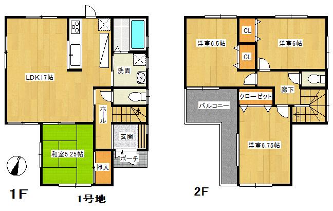 Floor plan. (No. 1 point), Price 23.8 million yen, 4LDK, Land area 136.6 sq m , Building area 95.17 sq m