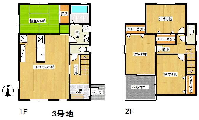 Floor plan. (No. 3 locations), Price 23.8 million yen, 4LDK, Land area 140.32 sq m , Building area 95.58 sq m