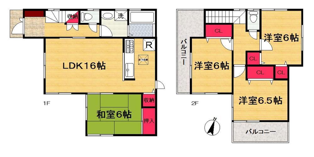 Floor plan. 18,800,000 yen, 4LDK, Land area 119.18 sq m , Building area 95.58 sq m   [Floor plan] 