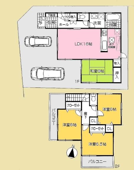 Floor plan. 20.8 million yen, 4LDK, Land area 119.18 sq m , Building area 95.58 sq m