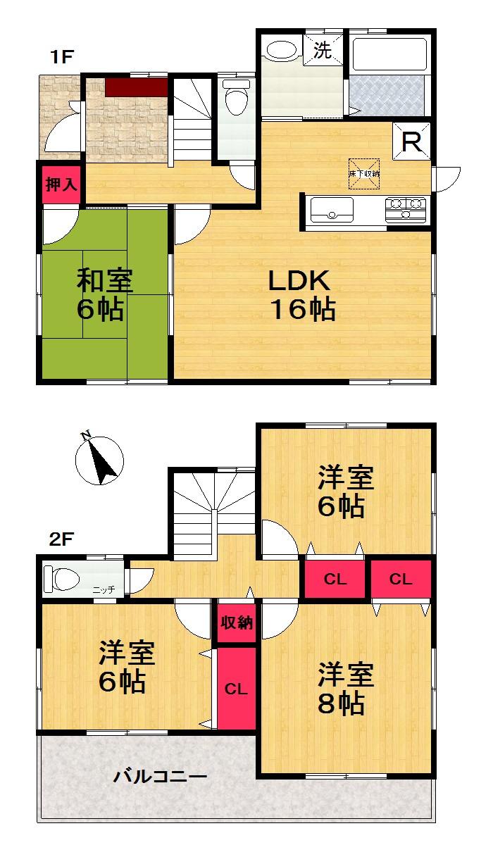 Floor plan. (No. 1 point), Price 24,800,000 yen, 4LDK, Land area 200 sq m , Building area 98.01 sq m