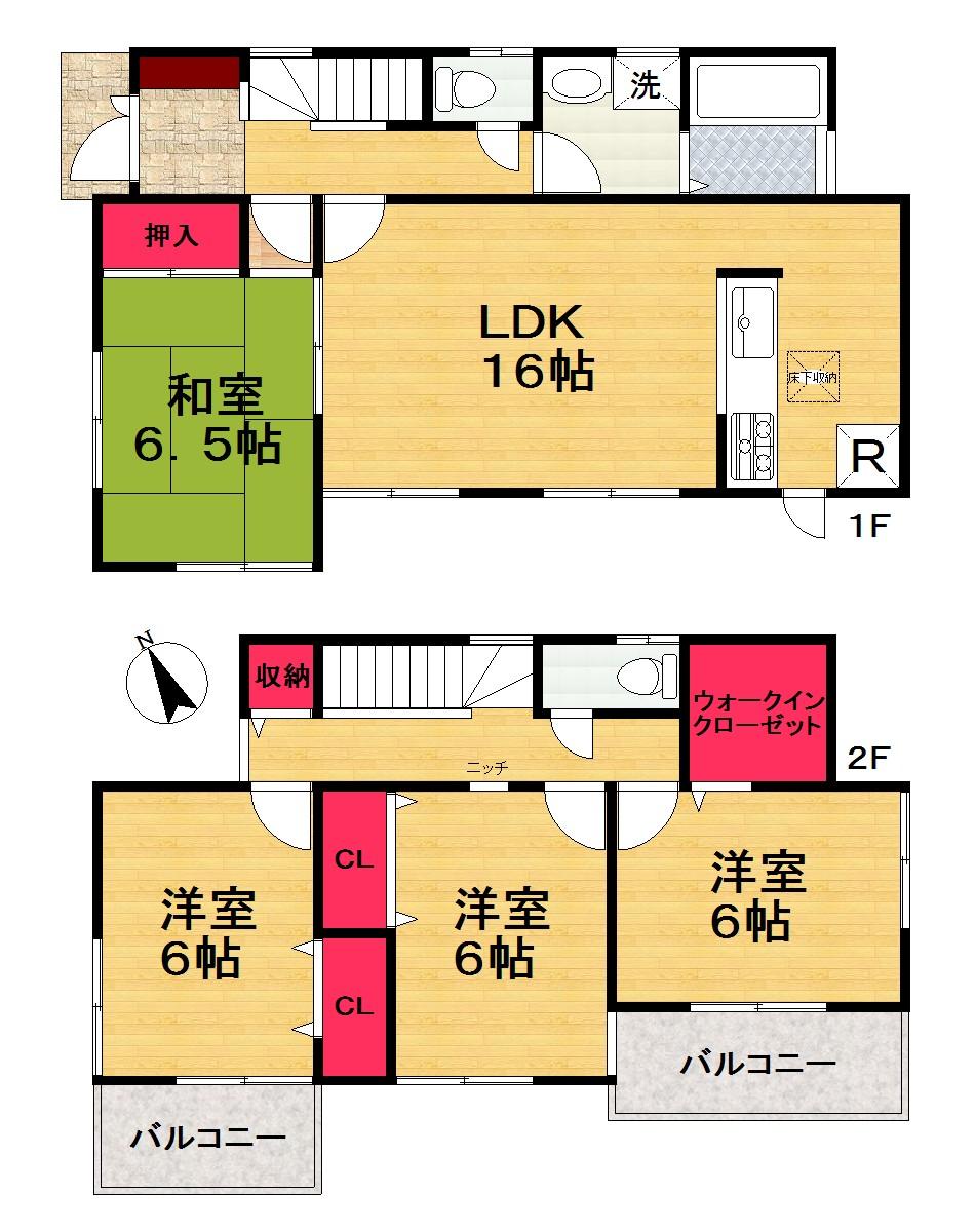Floor plan. (No. 3 locations), Price 24,800,000 yen, 4LDK+S, Land area 200 sq m , Building area 98.82 sq m