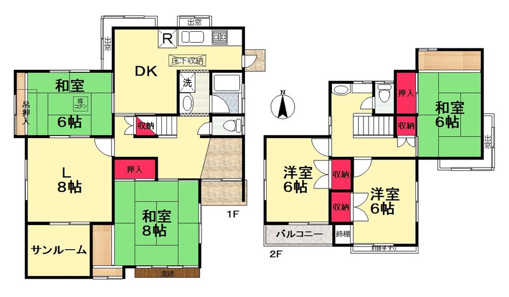 Floor plan. 22 million yen, 5LDK, Land area 185.94 sq m , Building area 128.79 sq m   [Floor plan]