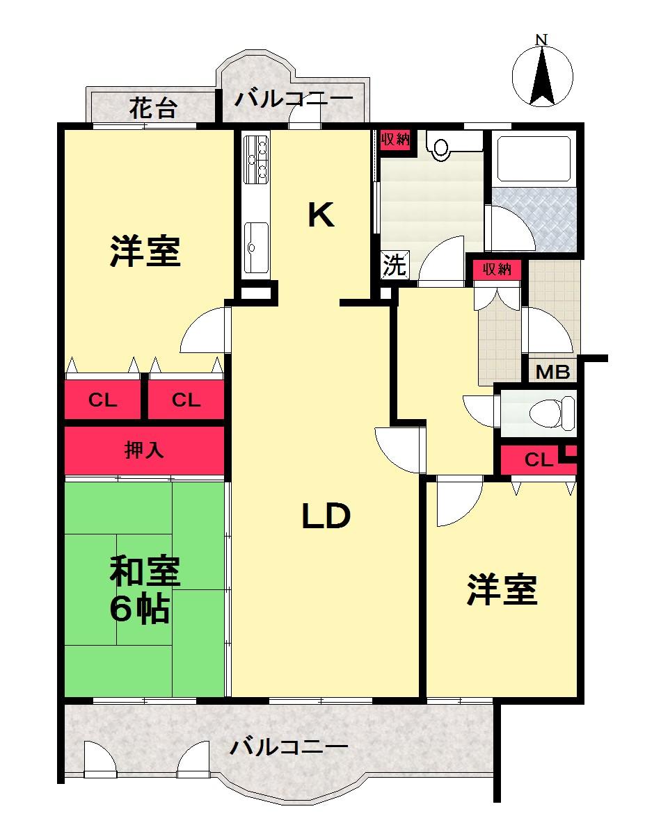 Floor plan. 3LDK, Price 13.8 million yen, Occupied area 74.29 sq m , Balcony area 11.56 sq m   [Floor plan]