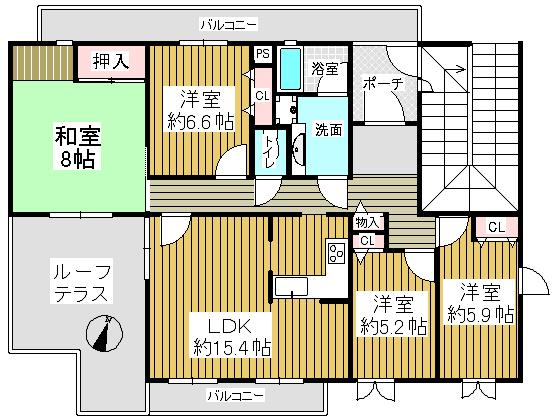 Floor plan. 4LDK, Price 17,900,000 yen, Occupied area 97.46 sq m , Balcony area 12.82 sq m