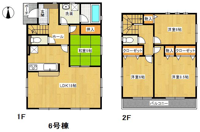 Floor plan. (6 Building), Price 24,800,000 yen, 4LDK, Land area 200.14 sq m , Building area 99.63 sq m