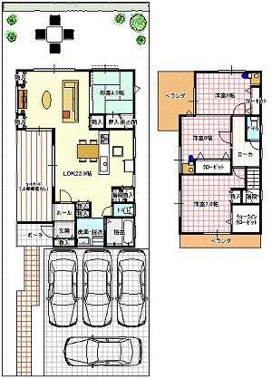 Floor plan. (No. 2 locations), Price 27,800,000 yen, 4LDK, Land area 211.83 sq m , Building area 108.13 sq m
